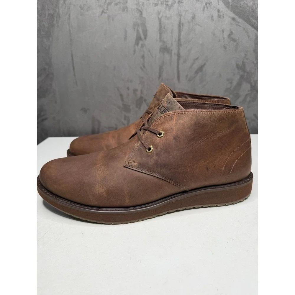 L.L.Bean Chukkas Men 11 Brown Leather Wedge Sole Lace‎ Up Boots